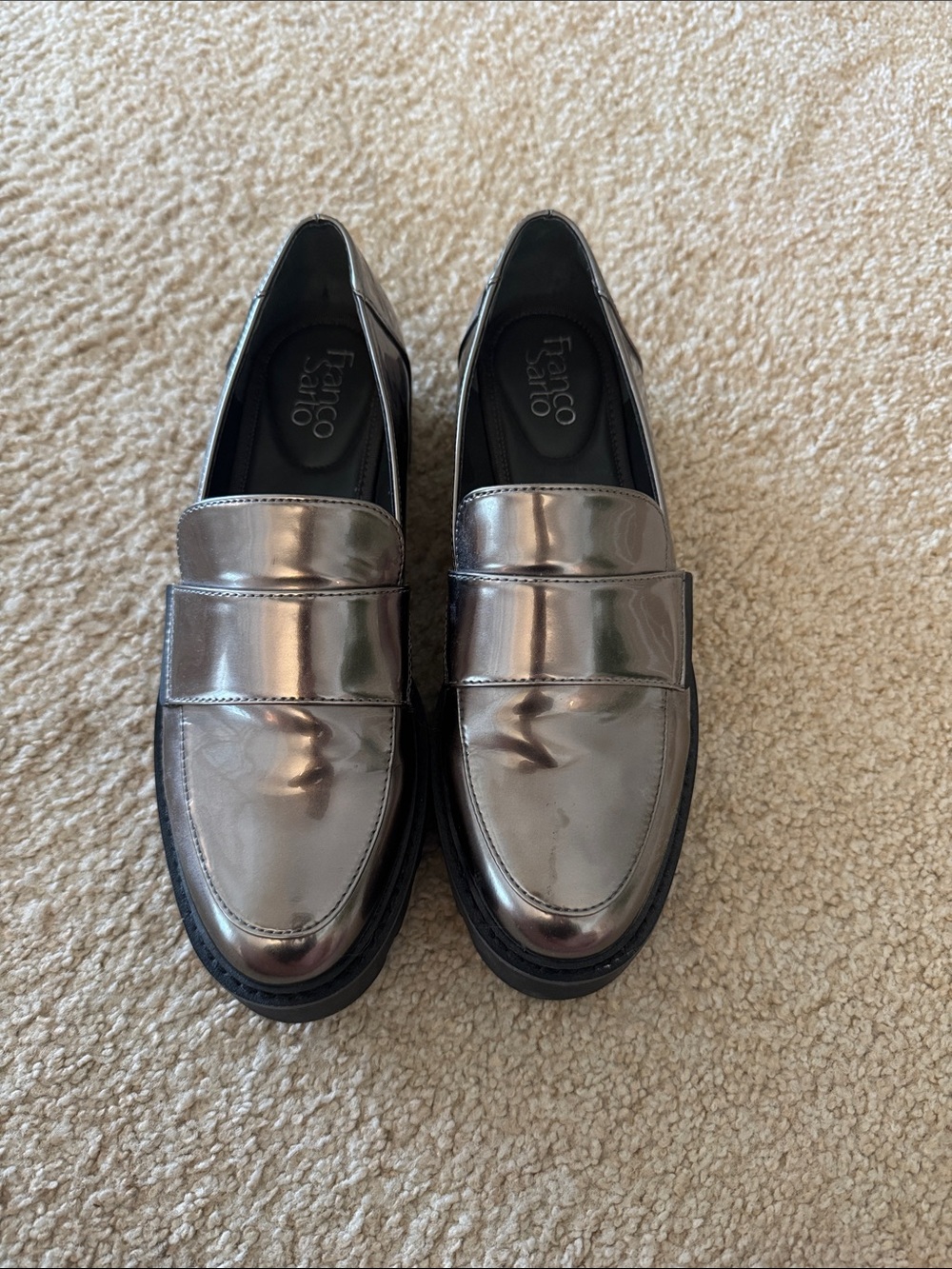 Franco Sarto Men's Shiny Silver Penny Loafers